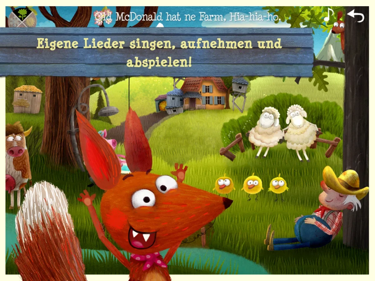 Kleiner Fuchs Kinderlieder – Einblick in die App 2