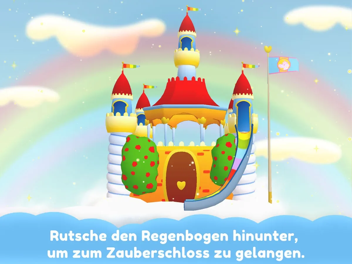 Einhorn Glitzerglück 3D Kinder Spiele App – Rutsche den Regenbogen hinunter um zum Zauberschloss zu gelangen