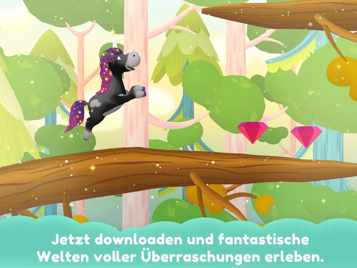 Einhorn Glitzerglück 3D Kinder Spiele App – entdecke fantastische Welten voller Überraschungen