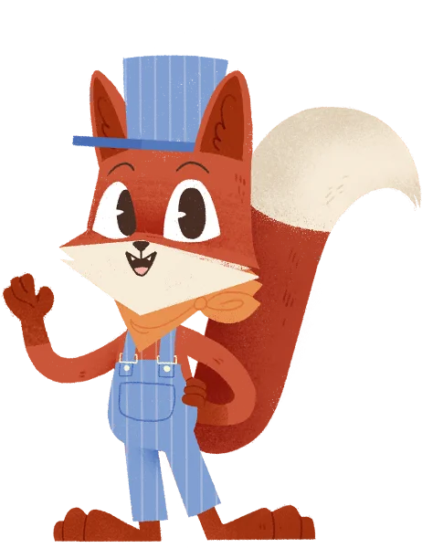 Fuchs mit Kappe und Latzhose